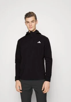 Adidas Golf Mens Ripstop Quarter Zip Hoodie - Hardshell Jacket - Black