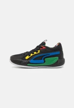 Puma Court Rider Chaos Trash Talk - Basketballsko - Black/Pelé Yellow/Archive Green/Racing Blue/White