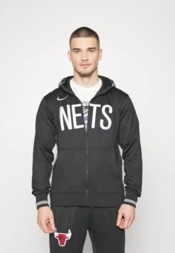 Nike Performance Nba Brooklyn Nets City Edition Showtime Hooded Fullzip - Hoodie - Black Dark Steel Grey Black White
