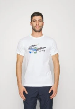 Lacoste Sport Big Logo Multicolored - T-Skjorte Til Trening - White