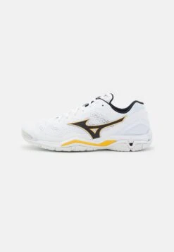 Mizuno Wave Stealth V - Håndballsko - White/Black/Lemonchrome